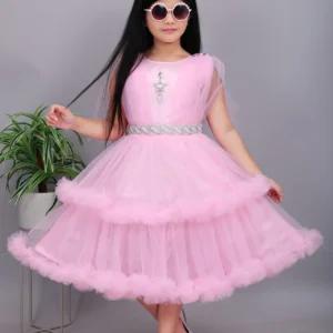 Girls Net Frock - Pink Party Wear Dress