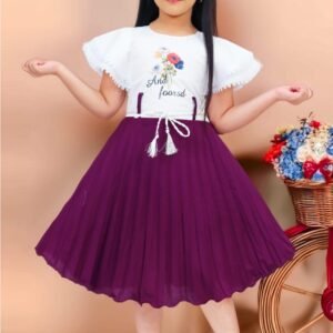 Girls Maroon Party Wear Frock