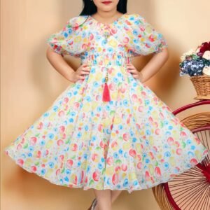 Girls Printed Chiffon Frock - Casual Wear