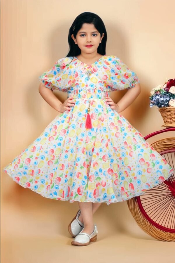 Girls Printed Chiffon Frock - Casual Wear