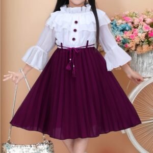 Girls Maroon and White Western Style Party Dress