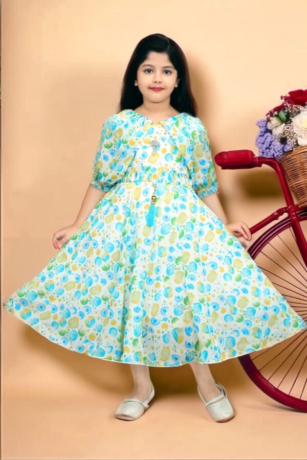 Girls Printed Chiffon Frock - Casual Wear